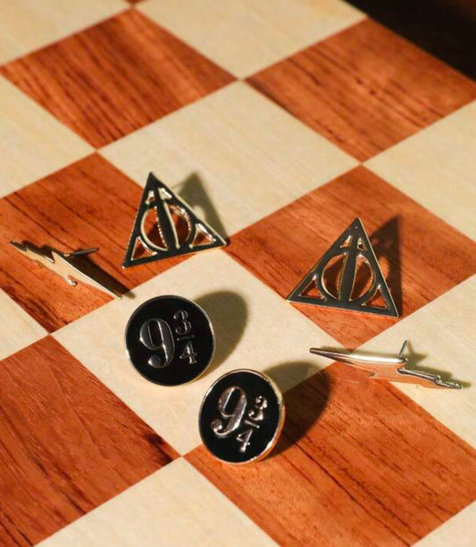 HARRY POTTER أقراط بتصميم دائري ومثلث معدني ،هدايا