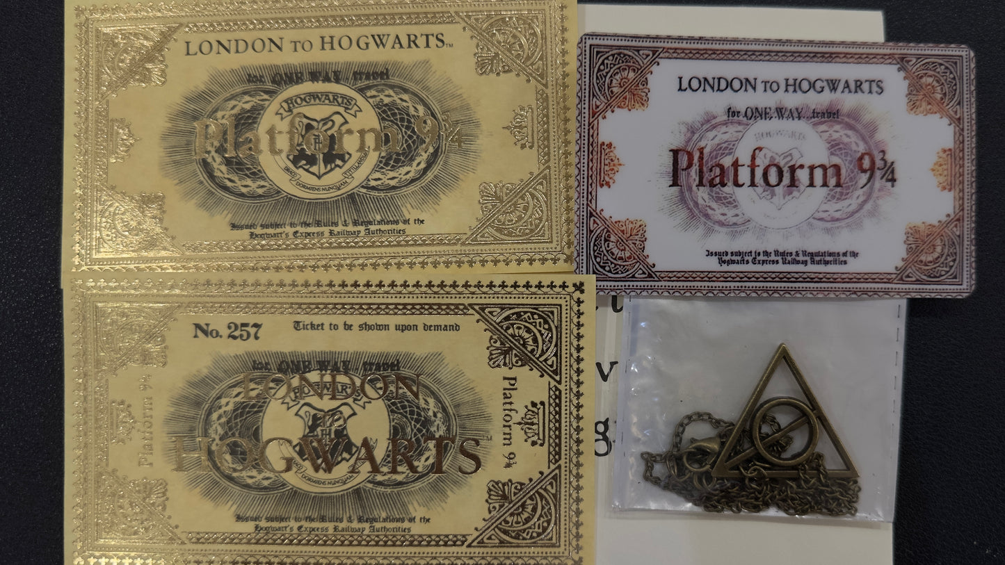 رسالة هاري بوتر وقلادة وتذكرة  هاري لندن إلى بوتر اكسبرس طبق الاصل تذكرة القطار 9 3/4