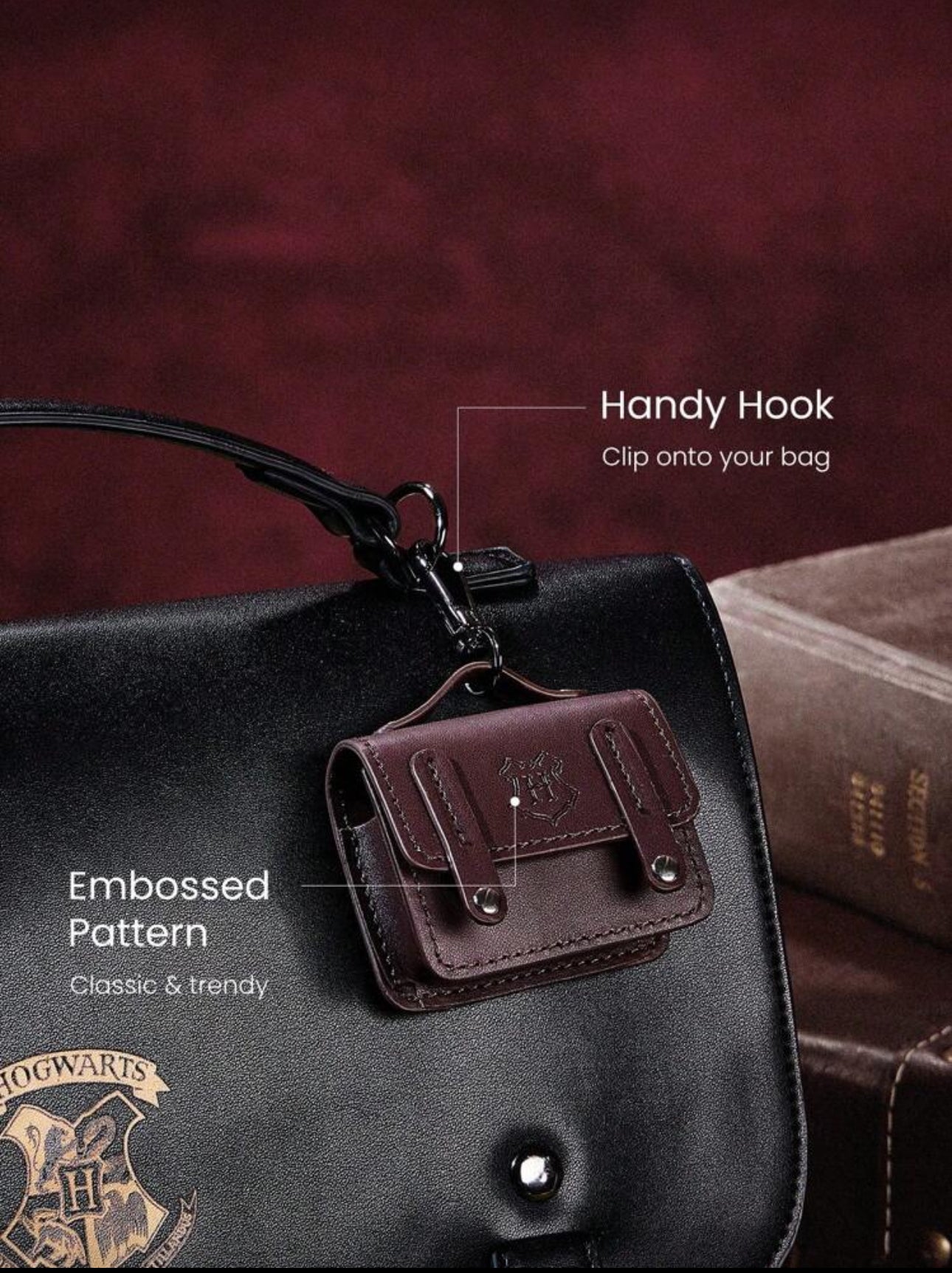 تخزين سماعات الآذن حقيبة هاري بوتر harry potter 🪄🦉الآذن بشعار أكواخ هوجوارتس من جلد مصنع،مناسبة للرياضة والسفر والاستخدام اليوم